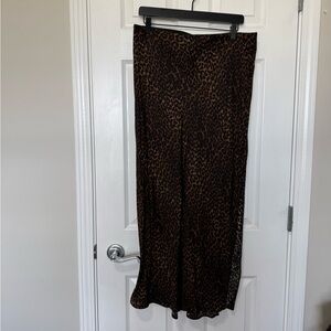 GAP Brown and Black Leopard Print Bias cut Slip Skirt Sz L NWT